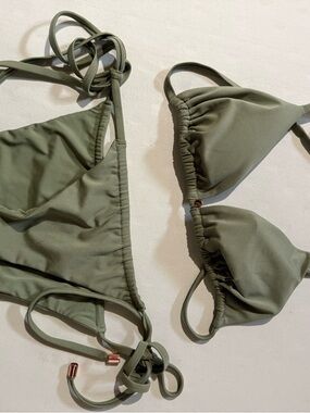 Olive Green Triangle Bikini Set - Women's Swim Top & Bottom